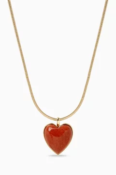 Puffy Heart Choker in Gold-plated Brass