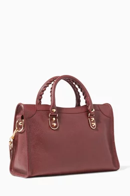 Buy Balenciaga Red Burgundy Small Classic Metallic Edge City Tote
