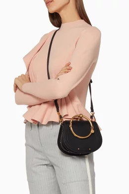 Buy Chlo Black Black Small Nile Leather Bracelet Bag for Women in UAE Ounass