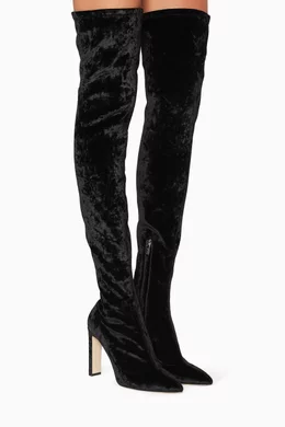 Crushed velvet over sale the knee boots