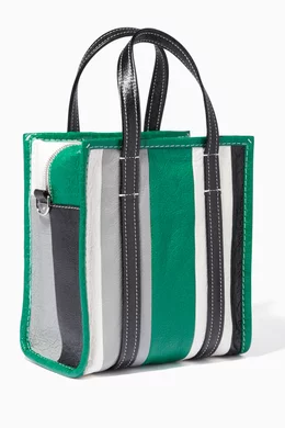 Buy Balenciaga Green Multi Colour Striped Arena Bazar Shopper Bag for Women in UAE Ounass