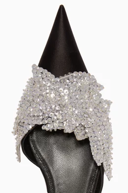 Buy Balenciaga Black Black Sequin Embellished Satin Slippers for