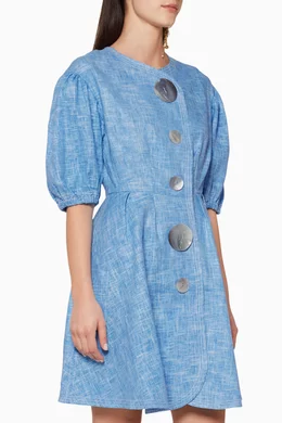 Buy Paper London Blue Sky Weave Blue Linen Anita Dress for Women in UAE Ounass