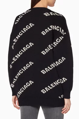 Balenciaga black and shop white logo sweatshirt