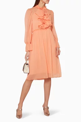 Orange knee length dress outlet