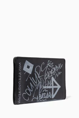 Buy Balenciaga Black Black Bazar Graffiti Zipped Pouch for Women in UAE Ounass