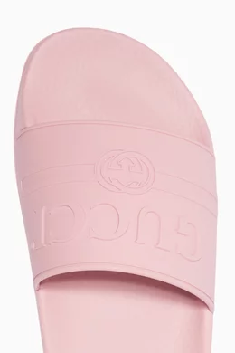 Gucci logo rubber best sale slide sandal pink
