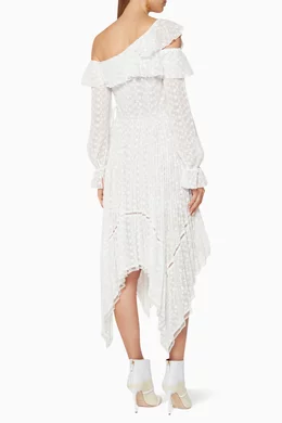 Buy Self Portrait White White Daisy Embroidered Midi Dress for
