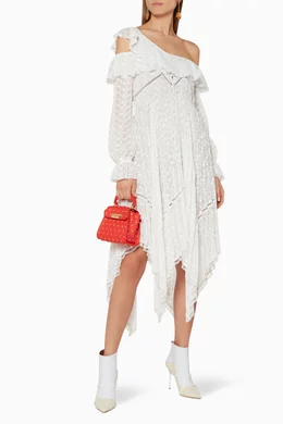 Self portrait white hot sale daisy embroidered midi dress