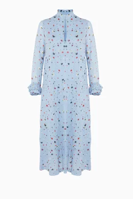 Ganni dainty sales georgette dress blue