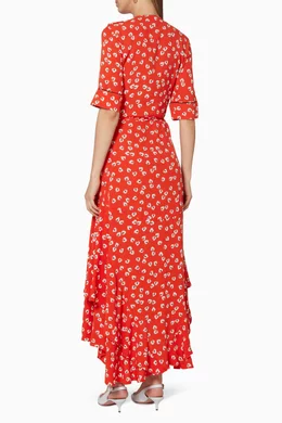 Buy Ganni Red Apple Red Silvery Crepe Dress for Women in UAE Ounass