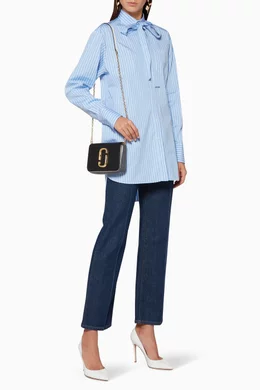 Logo strap top hip shot bag