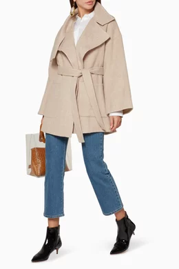Buy Vince Neutral Beige Cashmere Blanket Coat for Women in UAE