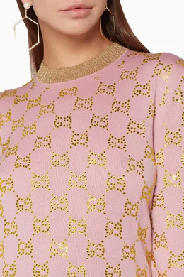Buy Gucci Pink Pink GG Logo Crystal Sweatshirt for Women in UAE