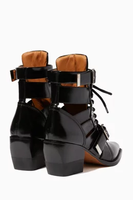 Buy Chlo Black Black Riley Cut Out Patent Boots for Women in UAE Ounass