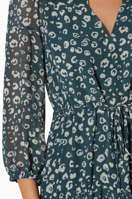 Buy WHISTLES Green Green Adrianne Cheetah Print Dress for Women in