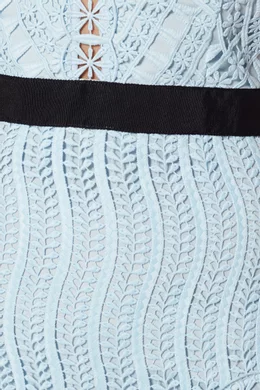 Blue abstract triangle lace midi dress top