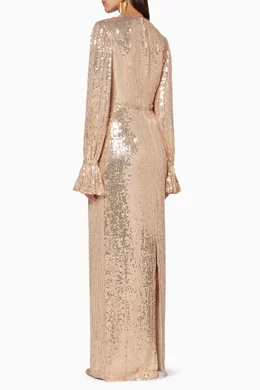 Jenny packham gold wrap dress discount