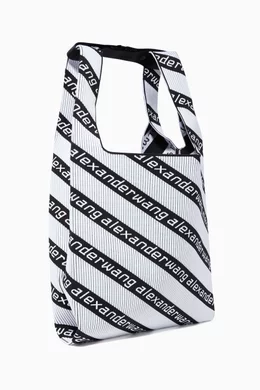 Buy Alexander Wang Black Black White Knit Jacquard Shopper Bag