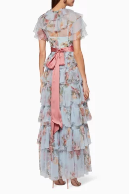 Buy Needle Thread Blue Dusk Blue Venetian Rose Tulle Gown for