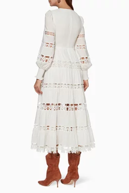 Buy Zimmermann Neutral Ivory Primrose Daisy Long Dress for Women