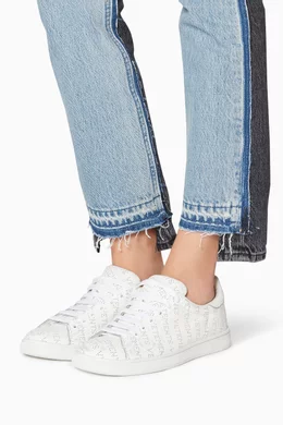 Buy Vetements White Perforated Logo Low Top Sneakers for Women in