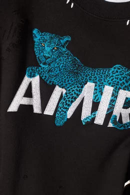Buy Amiri Black Black Leopard Oversized Sweatshirt for Men in UAE