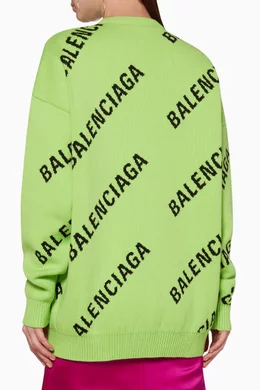 Buy Balenciaga Green All Over Logo Crewneck Sweater for Women in UAE Ounass