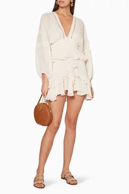 Buy SHONA JOY White Bone White Rafaella Frill Mini Dress for Women
