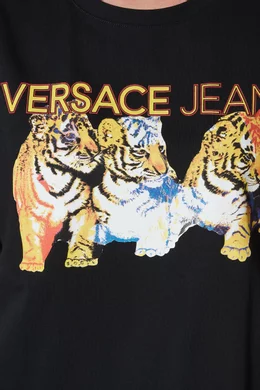 Buy Versace Jeans Couture Black Black Tiger Print Boxy T Shirt for Women in UAE Ounass