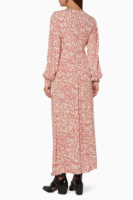 Buy Ganni Red Red Goldstone Crepe Maxi Dress for Women in UAE Ounass