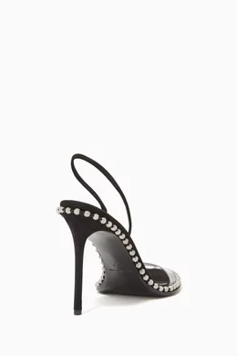 Buy Alexander Wang Black Nova Crystal Plexi Slingback Sandals