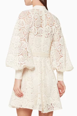 Buy Zimmermann Neutral Amari Paisley Lace Mini Dress for Women in UAE Ounass