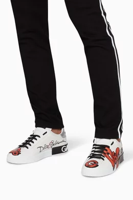 Buy Dolce Gabbana White Graffiti Portofino Sneakers for Men in UAE Ounass