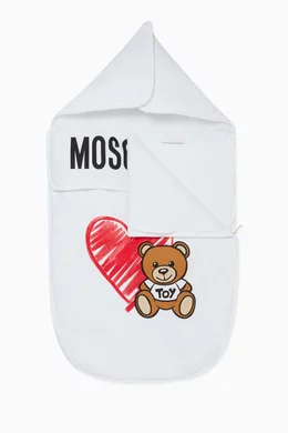 Buy Moschino White Teddy Bear Logo Sleeping Bag for Baby Boys in