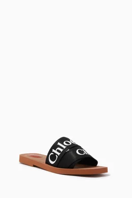 Chloe canvas slides shop