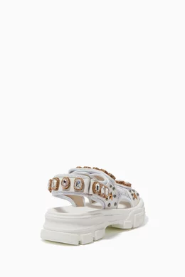 Gucci leather and mesh sandal with crystals store