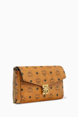 Mcm millie visetos hotsell crossbody small cognac