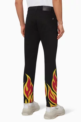 Buy MSGM Black Flame Print Jeans for Men in UAE Ounass