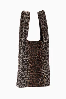Buy Alexander Wang Brown Wangloc Rhinestone Mesh Mini Shopper Bag