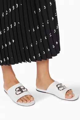 Buy Balenciaga White Oval BB Leather Mule Sandals for Women in UAE