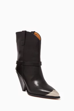 Buy Isabel Marant Black Lamsy Leather Ankle Boots for Women in UAE