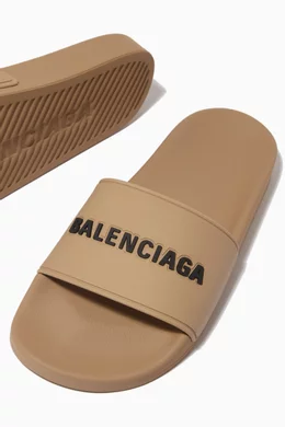 Buy Balenciaga Neutral Piscine 3D Logo Slide Sandals in Rubber for