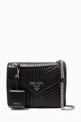 Buy Prada Black Diagramme Leather Shoulder Bag for Women in UAE Ounass