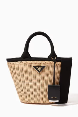 Prada straw best sale tote bag