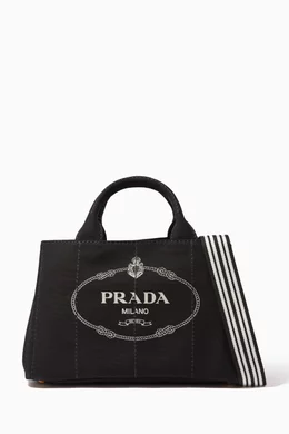 Prada small canvas best sale shopper