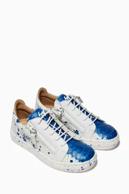 Buy Giuseppe Zanotti Blue Double Sketch Jr Sneakers in Leather for Baby Boys in UAE Ounass