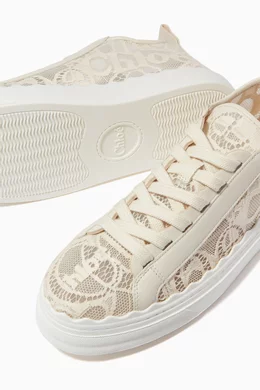 Buy Chlo White Lauren Sneakers in Lace for Women in UAE Ounass