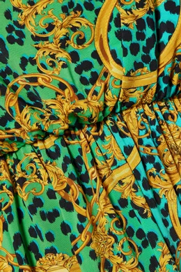 Buy Versace Jeans Couture Green One Shoulder Baroque Print Maxi