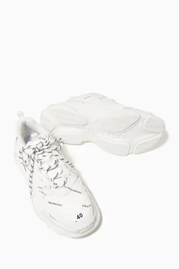 Buy Balenciaga White Triple S Allover Logo Sneakers for Women in UAE Ounass